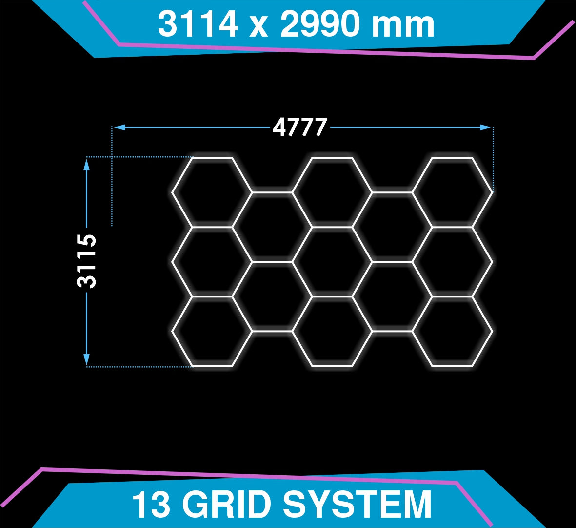 Hexagon Lighting 13 Grid Design