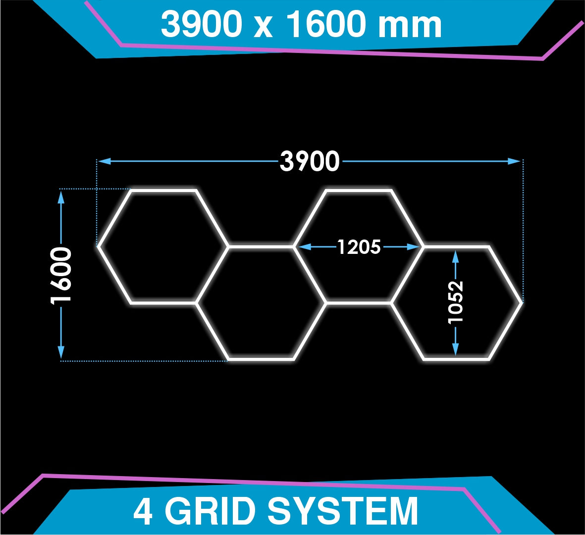 Hexagon Lighting 4 Grid Design