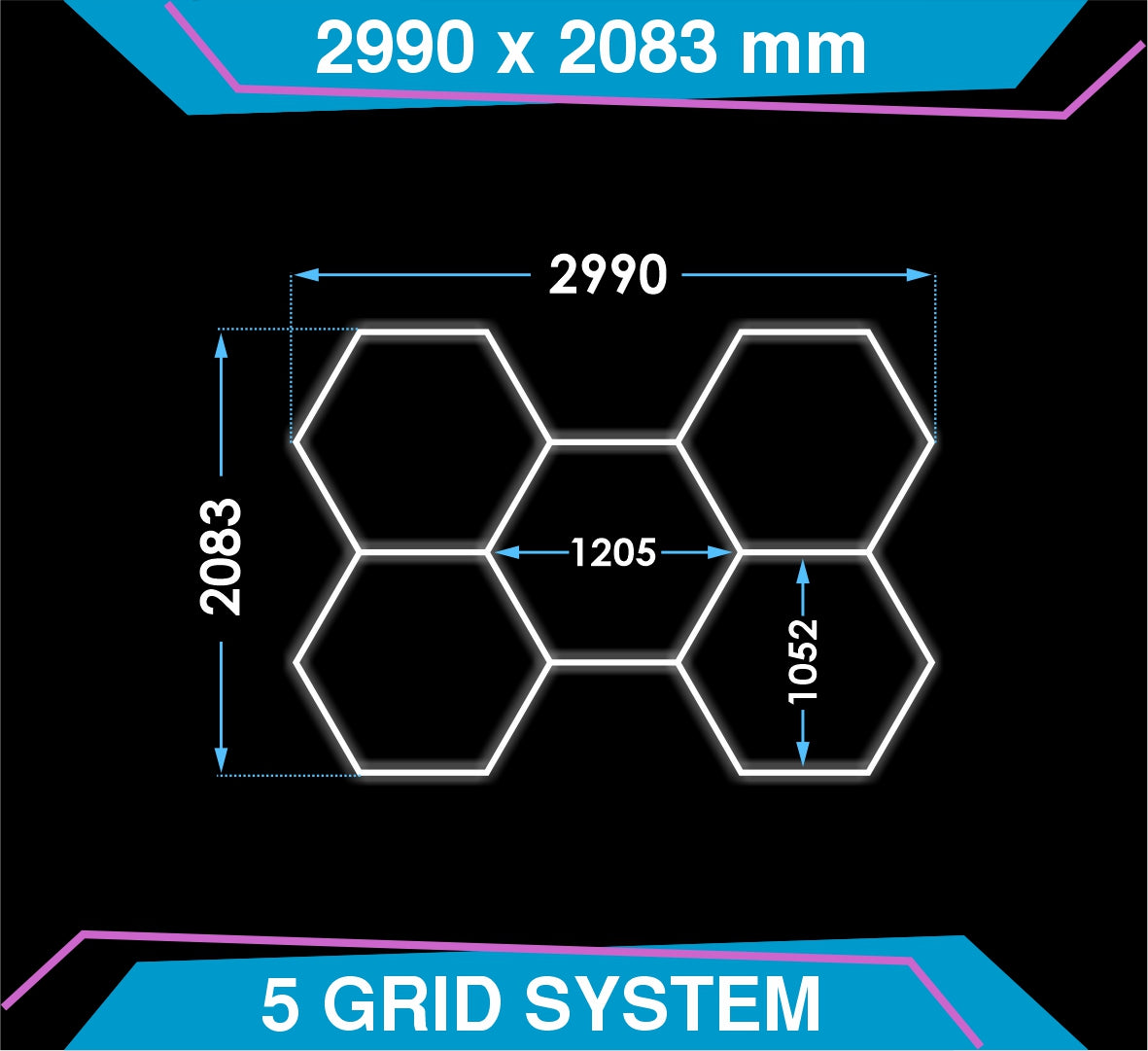 Hexagon Lighting 5 Grid Design