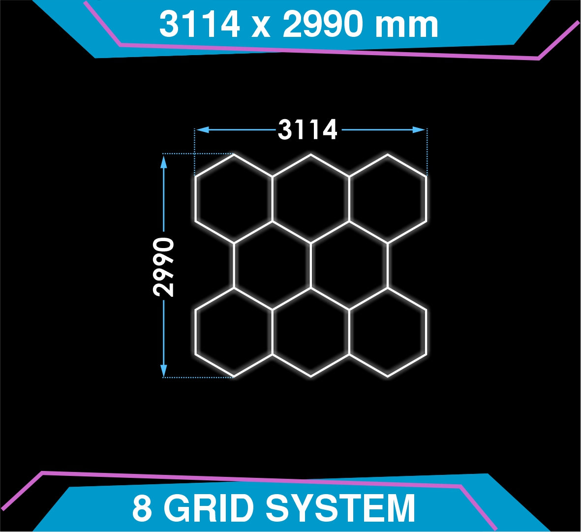 Hexagon Lighting 8 Grid Design